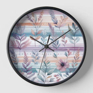 Watercolor Botanical Timepiece  Clock