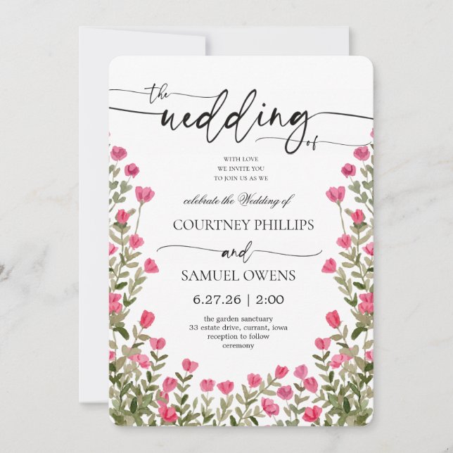 Watercolor Botanical Wedding Invite (Front)