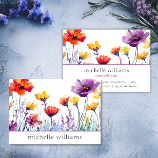 Watercolor Botanical Wildflowers Flower Business Card
