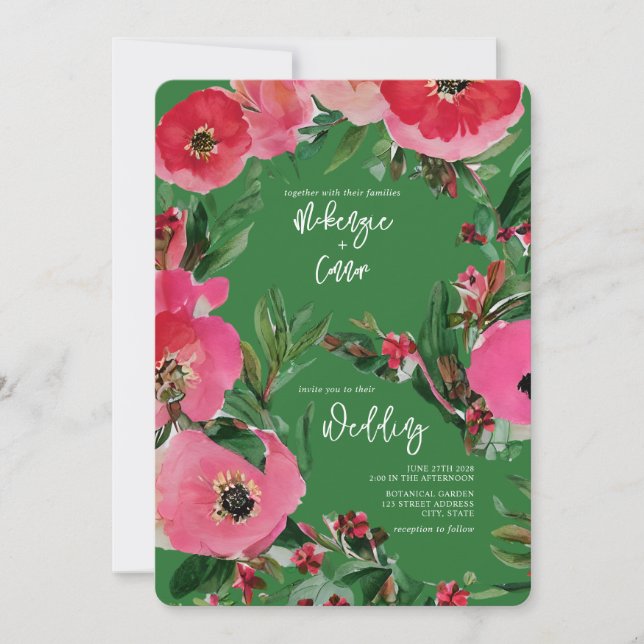 Watercolor Botanicals Anemone Yellow Wedding Invitation (Front)