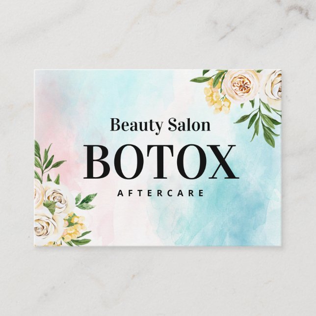 Watercolor Botox Aftercare Business Card (Front)