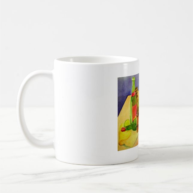 Watercolor Bottles Coffee Mug (Left)