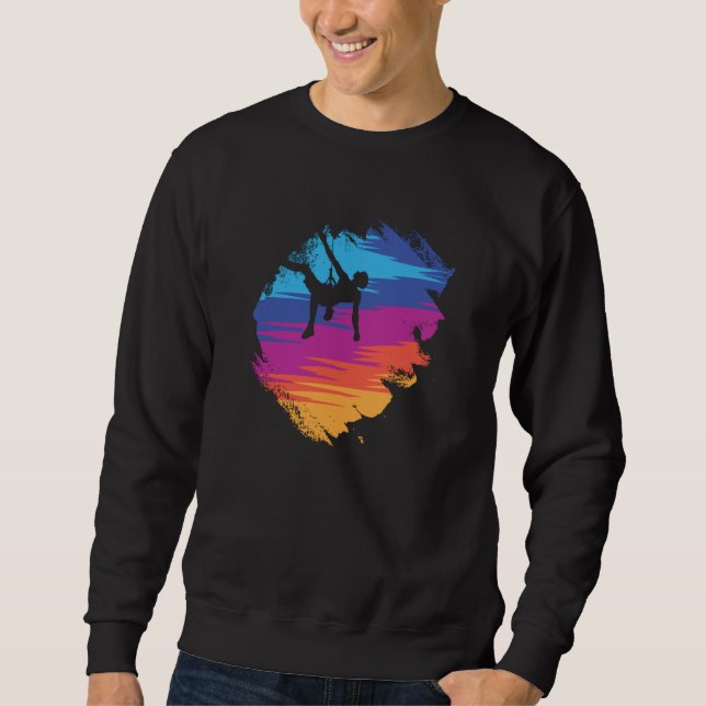 Watercolor Bouldering Distressed Rock Climbing Cli Sweatshirt (Front)