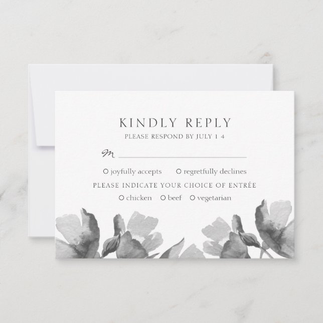 Watercolor bouquet. Floral Wedding RSVP Card (Front)