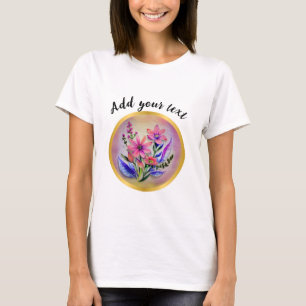 Watercolor Bouquet Flowers, Colourful Background T-Shirt