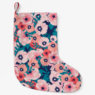 Watercolor bouquet of flowers seamless pattern small christmas stocking