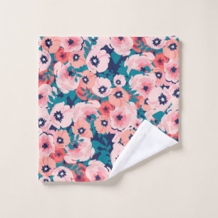 Watercolor bouquet of flowers seamless pattern wash cloth