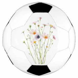 Watercolor bouquet of wildflowers soccer ball