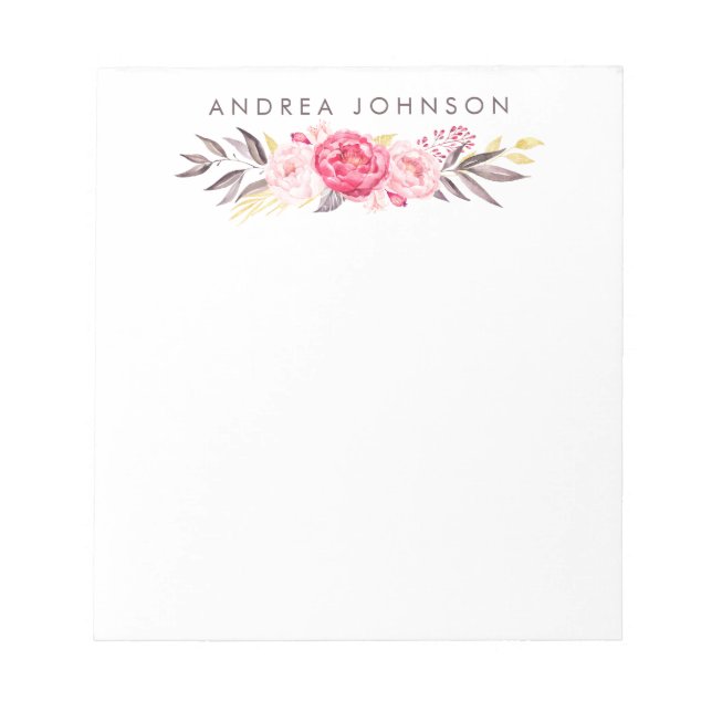 Watercolor Bouquet Personalised Designer Pad (Front)