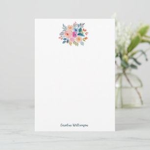 Watercolor Bouquet Personalised Script Minimalist Card