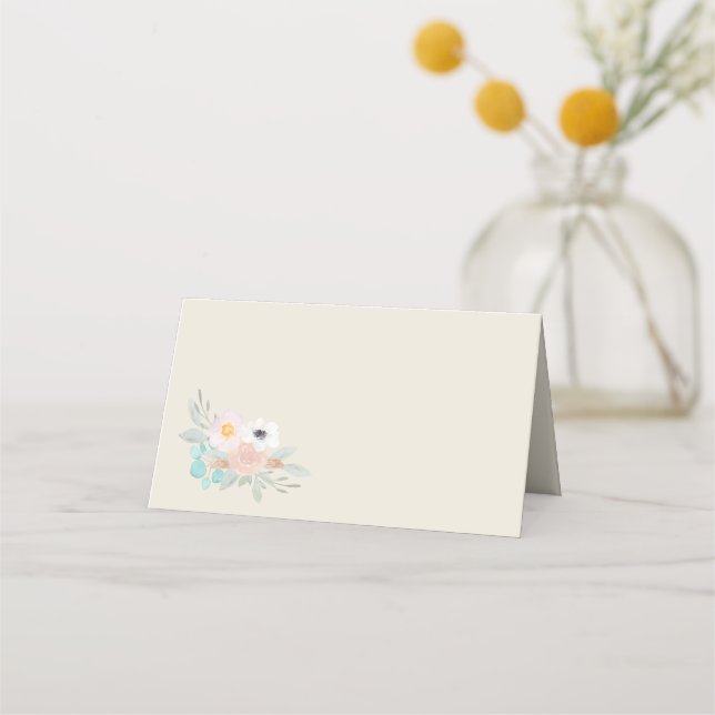 Watercolor Bouquet, placecards (Front)