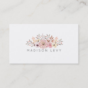 Watercolor Bouquet Simple Elegant Business Cards