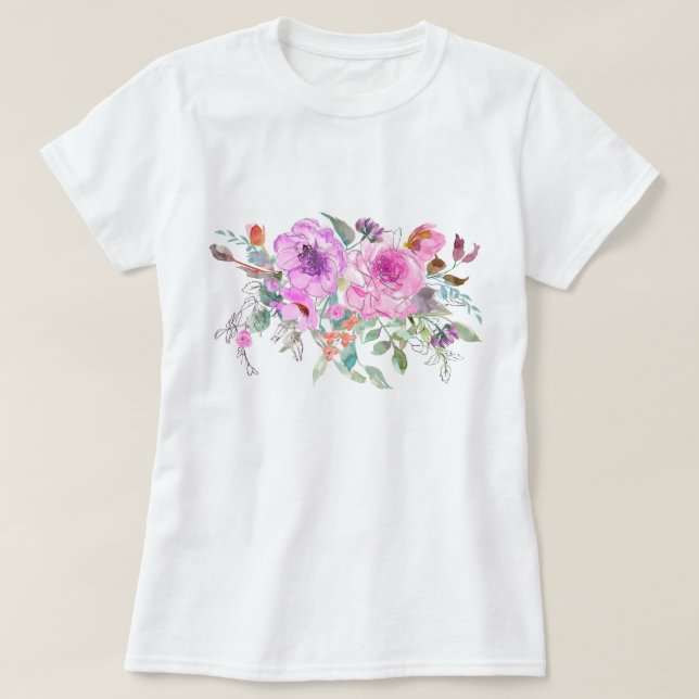 Watercolor Bouquet T-Shirt (Design Front)