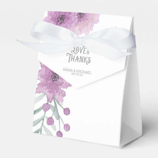 Watercolor Bouquet Thank You Lilac ID654 Favour Box (Front Side)