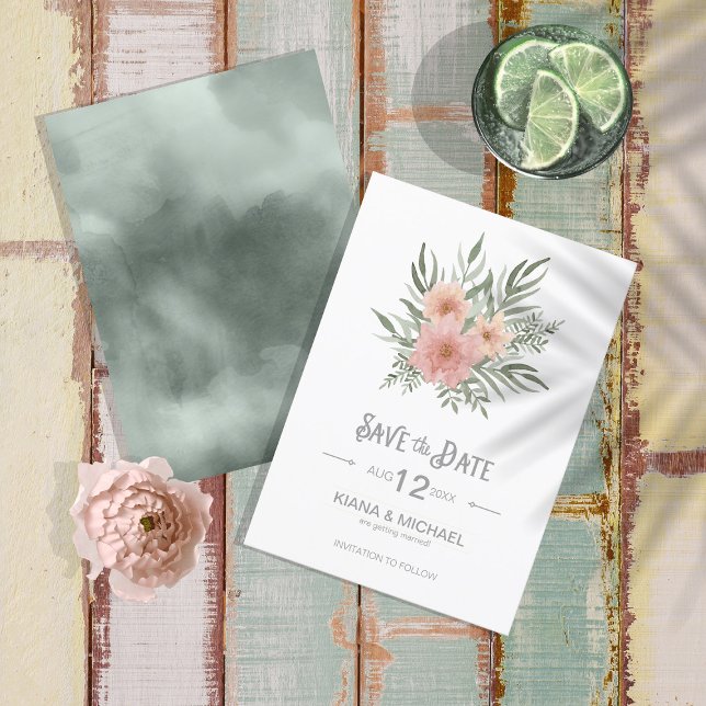 Watercolor Bouquet Wedding Blush ID654 Save The Date (Creator Uploaded)