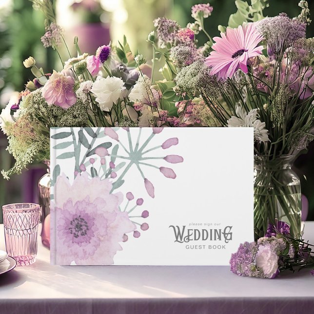 Watercolor Bouquet Wedding Lilac ID654 Guest Book (Creator Uploaded)