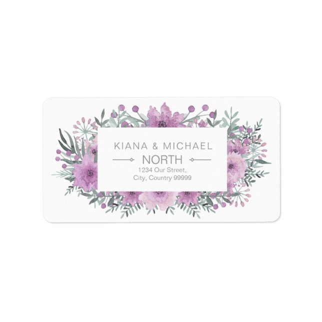 Watercolor Bouquet Wedding Lilac ID654 Label (Front)