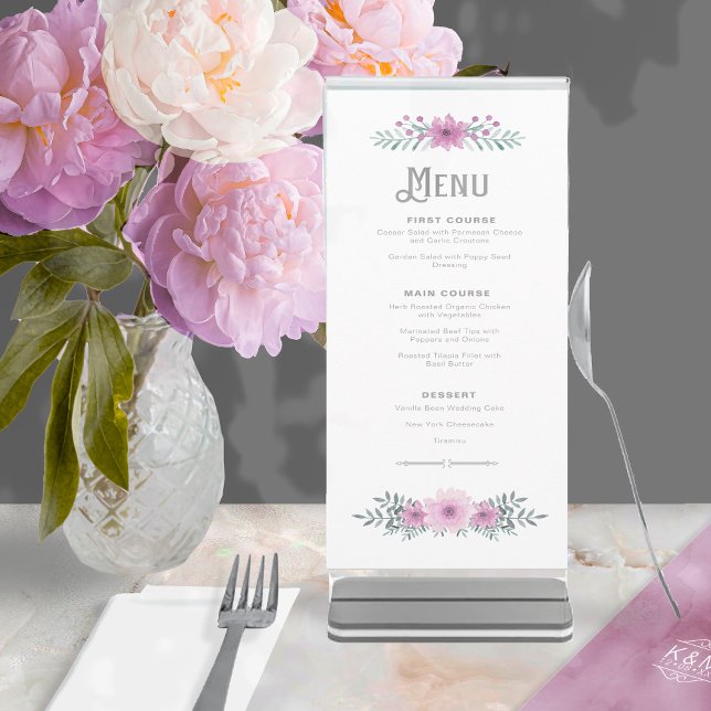 Watercolor Bouquet Wedding Lilac ID654 Menu (Creator Uploaded)