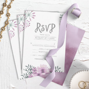 Watercolor Bouquet Wedding Lilac ID654 RSVP Card