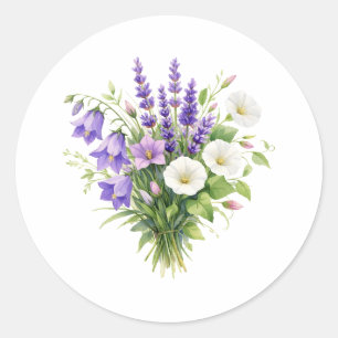 Watercolor Bouquet with Wildflowers Classic Round Sticker