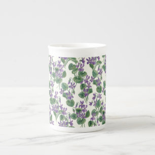 Watercolor bouquets of violets bone china mug