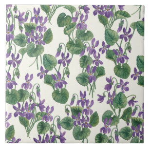 Watercolor bouquets of violets ceramic tile