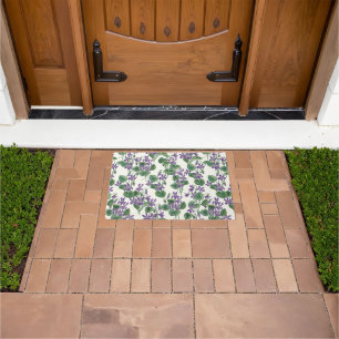 Watercolor bouquets of violets doormat