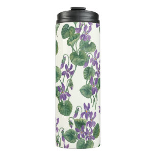 Watercolor bouquets of violets thermal tumbler