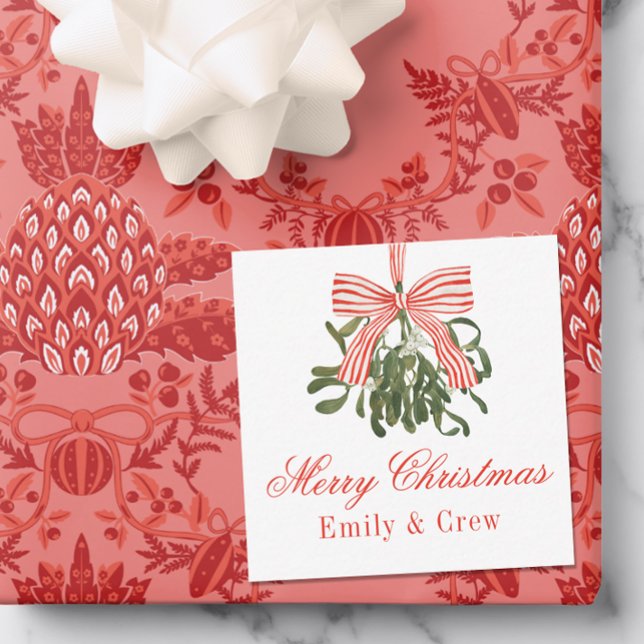 Watercolor Bow Mistletoe Christmas Card (Creator Uploaded)