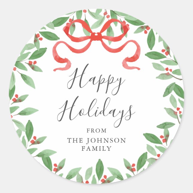 Watercolor Bow Personalised Gift Sticker (Front)