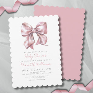 Watercolor Bow Pink Baby Shower Invitation
