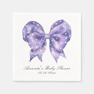 Watercolor Bow Polka Dot Baby Shower Napkin