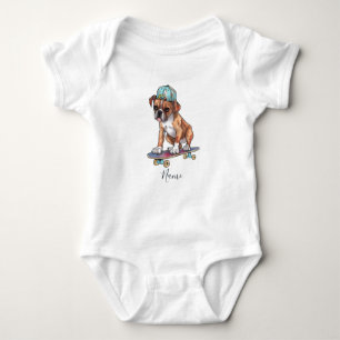 Watercolor Boxer Baby Bodysuit