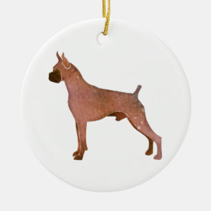 Watercolor Boxer Ceramic Tree Decoration