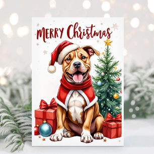 Watercolor Boxer Dog Christmas Card