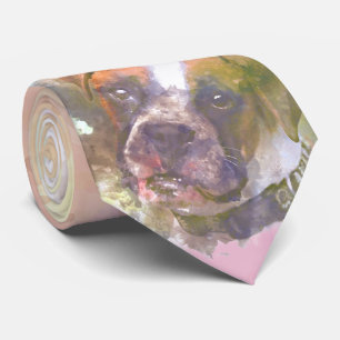 Watercolor Boxer Dog Tie