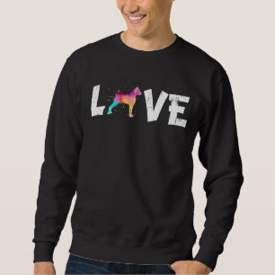 Watercolor Boxer Uncropped Ears Mum Dog Mum Love Sweatshirt