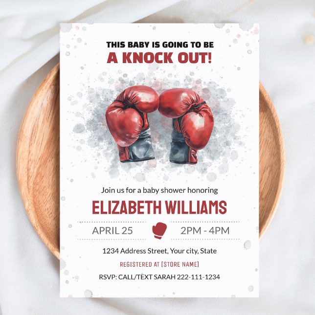 Watercolor Boxing Baby Shower Invitation (Creator Uploaded)