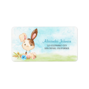 Watercolor Boy Bunny Baby Shower Farm Label