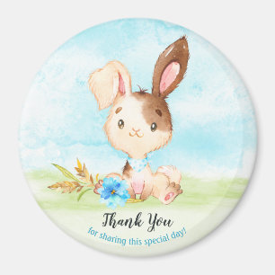 Watercolor Boy Bunny Baby Shower Farm Thank You Magnet