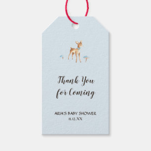 Watercolor Boy Deer Mushroom Baby Shower Favour Gift Tags