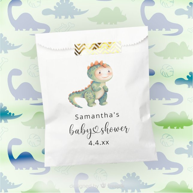 Watercolor boy dinosaur baby shower favour bag (Creator Uploaded)