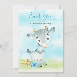 Watercolor Boy Goat Farm Thank You Card