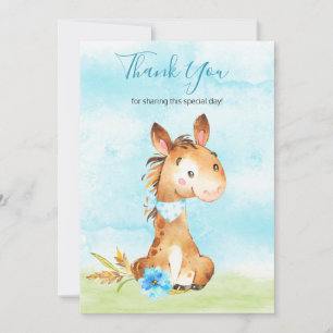 Watercolor Boy Horse Farm Thank You Card