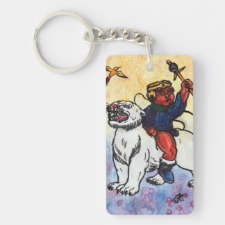 watercolor boy king rides white panther power key ring