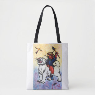 watercolor boy king rides white panther power tote bag