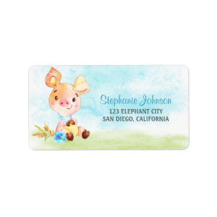 Watercolor Boy Piggy Farm Label