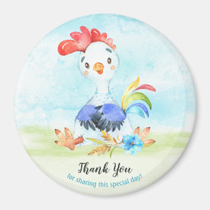Watercolor Boy Rooster Farm Thank You Magnet
