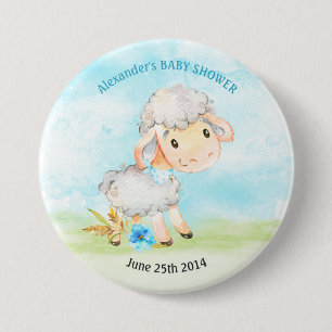 Watercolor Boy Sheep Baby Shower Farm 7.5 Cm Round Badge