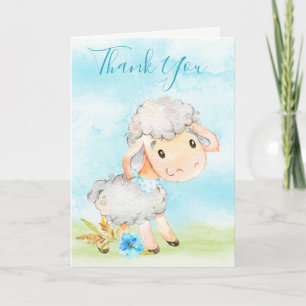 Watercolor Boy Sheep Farm Card